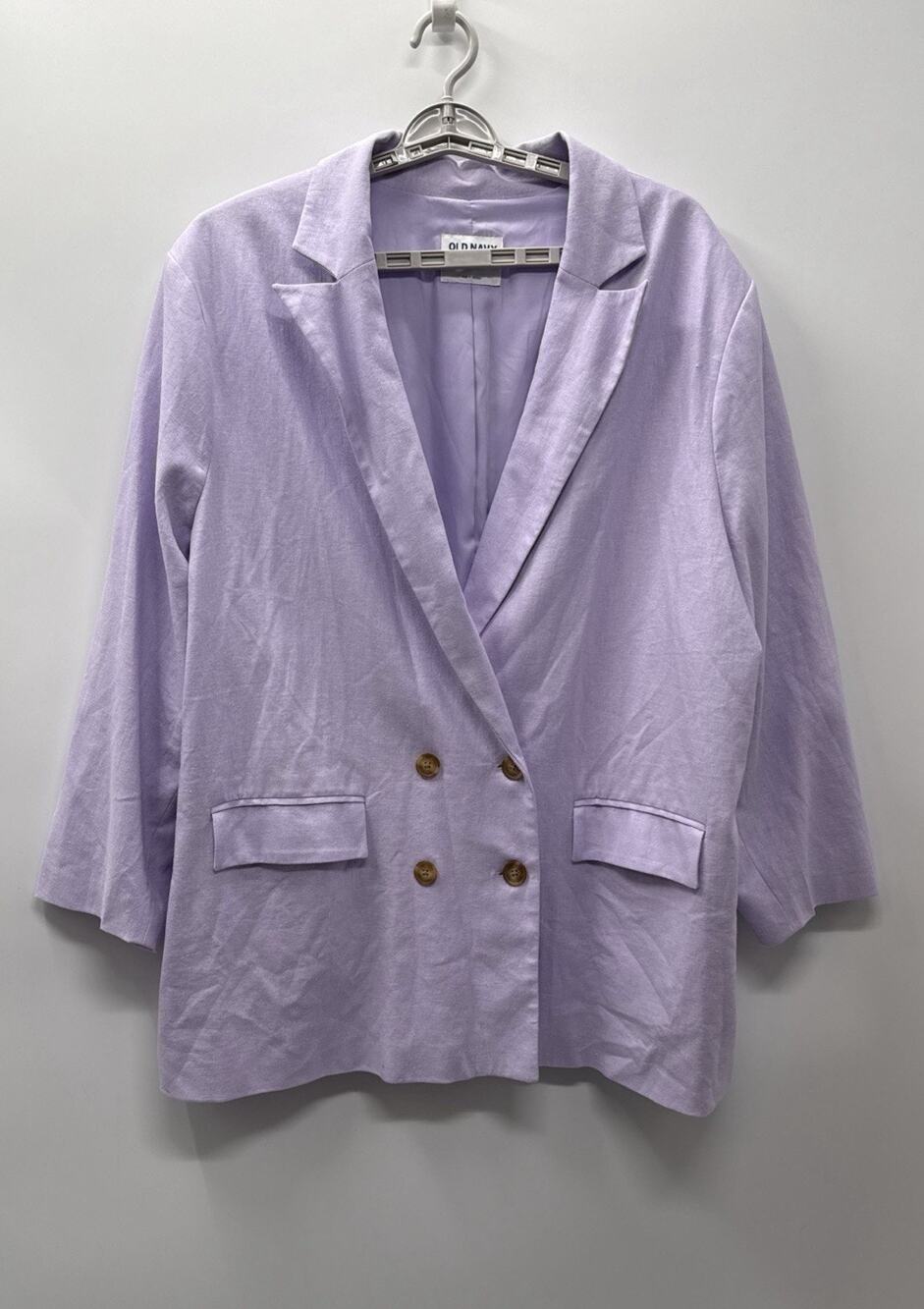 Old Navy Women’s 2X Lavender Linen Blend Blazer Double Breasted Lined Jacket